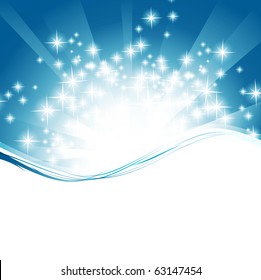 holiday wavy template with shining stars and copyspace