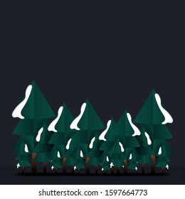 Holiday winter background with coniferous forest. winter season & New Year design. Can use for greeting card, poster, flyer. Vector illustration.