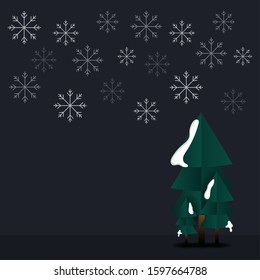 Holiday winter background with coniferous forest. winter season & New Year design. Can use for greeting card, poster, flyer. Vector illustration.