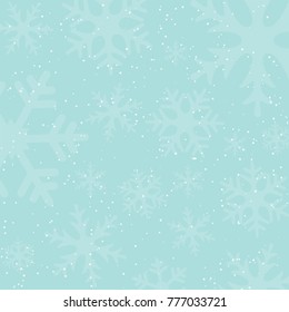 Holiday winter background with falling snow and snowflake silhouettes. Vintage colors. Vector Illustration.