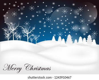 
Holiday winter landscape background with winter tree. Merry Christmas and Happy New Year. Vector illustration.