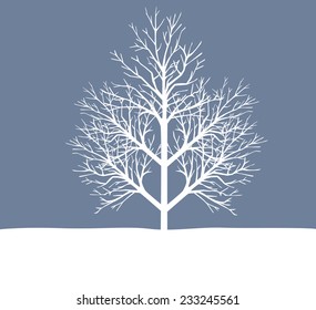 Holiday winter landscape background with winter tree
