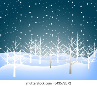 Holiday winter landscape background with tree