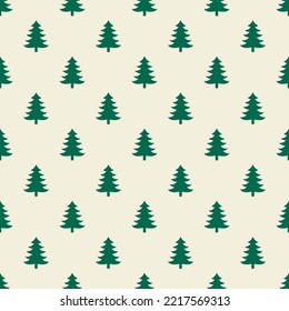 Holiday winter seamless pattern with many green fir-trees for New Year and Christmas. Endless repeating pattern as wallpaper, fabric print, surface texture, package or gift paper.