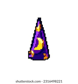 holiday wizard hat game pixel art retro vector. bit holiday wizard hat. old vintage illustration