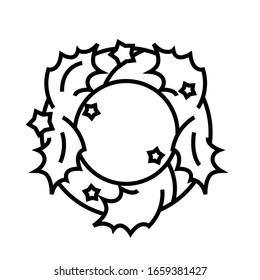 Holiday wreath line icon, concept sign, outline vector illustration, linear symbol.