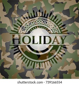 Holiday written on a camouflage texture