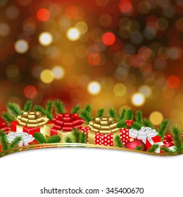 Holiday Xmas Gift Border With Gradient Mesh, Vector Illustration