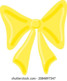 Holiday yellow bow for decorations vector illustration. Christmas element. Decor for gift box.
