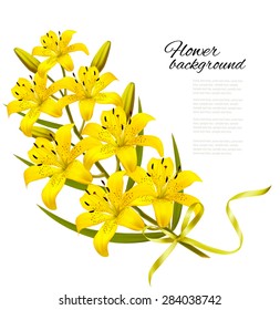 Holiday yellow flowers background. Vector.