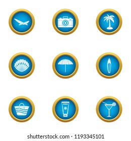 Holidaymaker icons set. Flat set of 9 holidaymaker vector icons for web isolated on white background