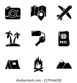 Holidaymaker icons set. Simple set of 9 holidaymaker vector icons for web isolated on white background