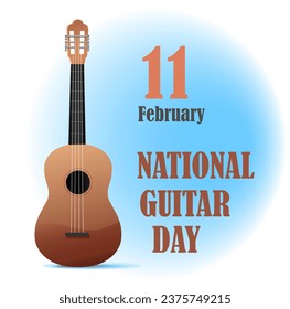 Holidays. 11 February National Guitar Day poster. Vector art illustration