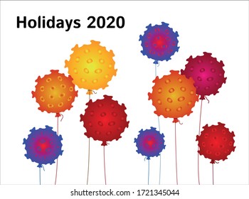 Holidays 2020. Balloons like coronavirus. Parade, Victory day.