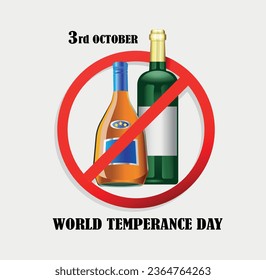 Holidays. 3rd October World Temperance Day poster. Vector art illustration