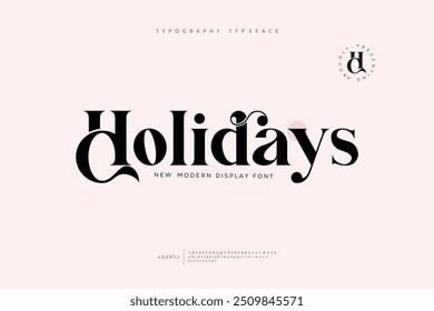 Holidays alphabet letters font and number. Typography elegant classic lettering serif fonts decorative vintage retro concept. vector illustration