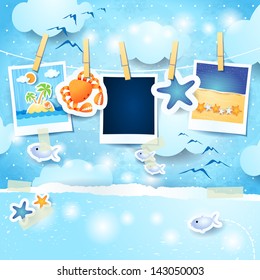 Holidays background with photo frames, vector