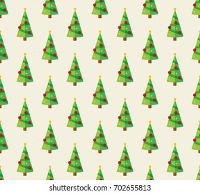 Holidays background. Seamless pattern with flat design christmas tree repetition