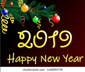 Holiday's Background with Season Wishes and Border of Realistic Looking Christmas Tree Branches Decorated