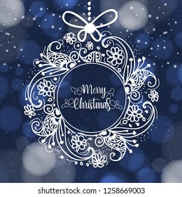 Holiday's Background with Season Wishes Merry Christmas Tree . - Vector Illustration 