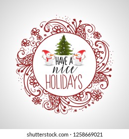 Holiday's Background with Season Wishes Merry Christmas Tree . - Vector Illustration 