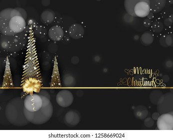 Holiday's Background with Season Wishes Merry Christmas Tree . - Vector Illustration 