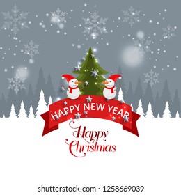 Holiday's Background with Season Wishes Merry Christmas Tree . - Vector Illustration 