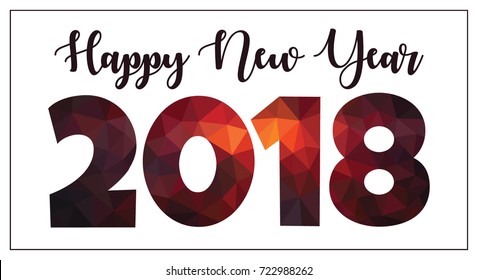 Holidays banner vector. Low poly 3d modern design. Happy new year 2018 greetings card.