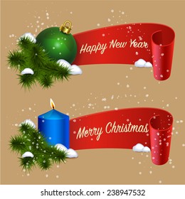 Holidays banners Christmas and New Year - vector 