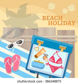 Holidays in beach vector Illustration