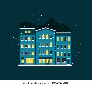 Holidays in a big city, winter night vector illustrtaion eps10