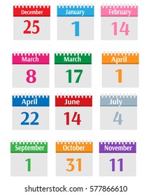 Holidays calendar set