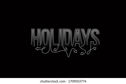 Vacaciones Arte caligráfico Texto comercial ilustración vectorial Diseño.