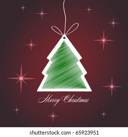 Holidays card with christmas tree