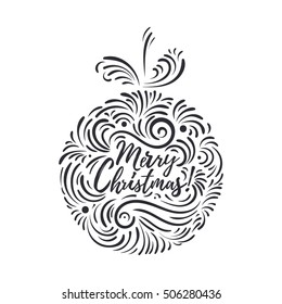 Holidays card design with swirls and curles. Merry Christmas vector