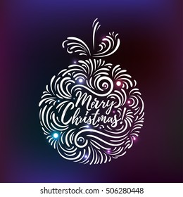Holidays card design with swirls and curles. Merry Christmas vector