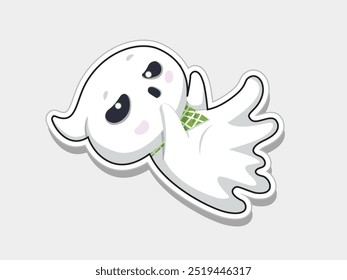 Holidays cartoon character. Happy halloween with cute ghost sticker. Cute spooky ghosts. Happy halloween day