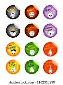 Holidays And Celebrations, Illustration Set of Halloween Evils and Monsters for Halloween Celebration Stickers.
