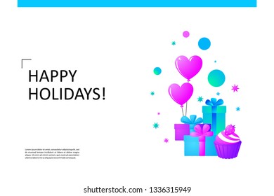 Holidays, cheerful events. Composition for your design - banners, posters, placards, brochures, flyers etc. Eps10 vector template.