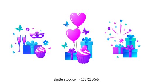 Holidays, cheerful events. Composition for your design - banners, posters, placards, brochures, flyers etc. Eps10 vector template.