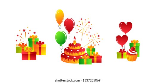 Holidays, cheerful events. Composition for your design - banners, posters, placards, brochures, flyers etc. Eps10 vector template.