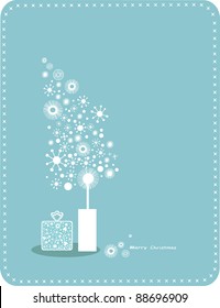 Holidays Christmas tree with box present made of cartoon graphic elements, vector.