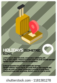 Holidays color isometric poster. Vector illustration, EPS 10