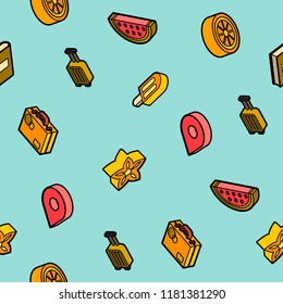 Holidays color outline isometric pattern. Vector illustration, EPS 10
