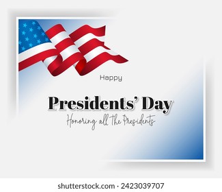 Holidays, design, background with handwriting texts and national flag colors for American Presidents Day, event celebration; Vector illustration