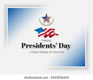 Holidays, design, background with texts and national flag colors for American Presidents Day, event celebration; Vector illustration