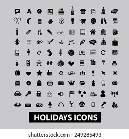 holidays, event, party icons, signs, illustrations set, vector