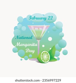 Holidays. February 22 National Margarita Day poster. Vector art illustration