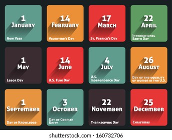 Holidays flat design with long shadow