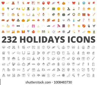 Holidays Flat Line Vector